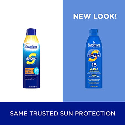 Coppertone Sport Sunscreen Spray, Broad Spectrum SPF 15 Water Resistant Spray Sunscreen, 5.5 Oz