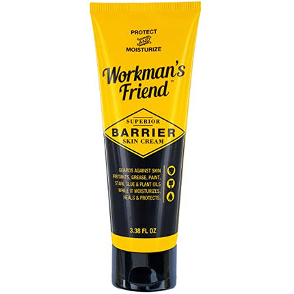 WORKMAN'S FRIEND Barrier Skin Cream - Moisturizes, Heals & Restores Dry, Cracked Skin - Shields Harsh Chemicals & Plant Oils - 3.38 ounce