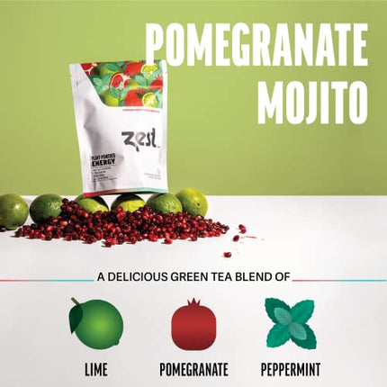 Buy Zest 135mg High Caffeine Energy Leaf Blend - Pomegranate Mojito Green Tea - 20 Pack Bag - All Na in India
