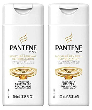 Pantene Shampoo & Conditioner Bundle, Daily Moisture Renewal, 3.38 Oz Travel Size (3 Duo Sets)