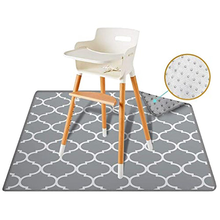 54" XL Splat Mat for Under High Chair- Creative Design for Art Floor Cover, Food Spills for Baby or Toddler. Non Slip, Waterproof, Machine Washable, Durable, Reusable (Lattice)