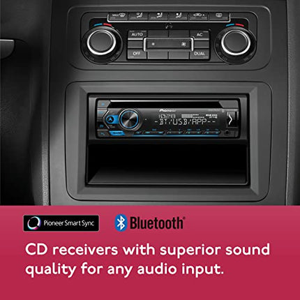 Buy Pioneer DEH-S4220BT Single-Din Bluetooth CD Receiver with USB/AUX Inputs, Pioneer Smart Sync, and Hands-Free Calling for Enhanced in-Car Audio Experience in India.