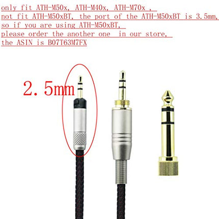 NewFantasia Replacement Upgrade Cable for Audio Technica ATH-M50x, ATH-M40x, ATH-M70x Headphones 1.2meters/4feet