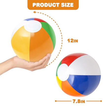 ArtCreativity Rainbow Inflatable Beach Balls (Pack of 12) Multicolored 12" Floating Pool Games, Fun Pool Toys, Party Favor and Gift for Boys and Girls