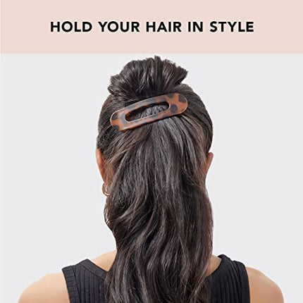 Kitsch Flat Hair Clips - Stylish Lay Down Claw Clips for Women with Thick Hair | Big Alligator Hair Clips for a Sleek Look | Large Hair Clips, 2pc (Black & Tortoise)