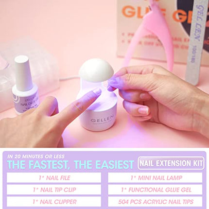 Buy Gellen Nail Tips And Glue Gel Kit, Acrylic Nail Kit With 504Pcs Stiletto Fake Nails, U V LED Nail La in India