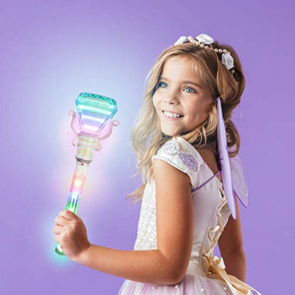 buy ArtCreativity Multi-Color Spinning Diamond Wand with LED Handle, 13.5 Inch Light Up Princess Wand in India