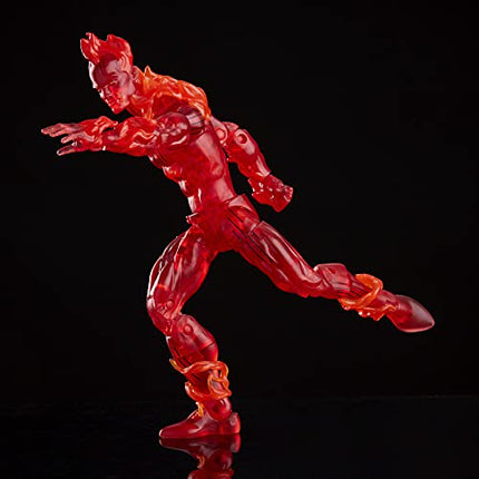 Marvel Hasbro Legends Series Retro Fantastic Four The Human Torch 6-inch Action Figure Toy, Includes 5 Accessories