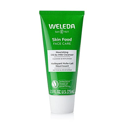 Weleda Skin Food Face Care Nourishing Oil-to-Milk Cleanser, 2.5 Fluid Ounce, Plant Rich Cleanser with Sunflower Seed Oil, Chamomile Extract and Pansy
