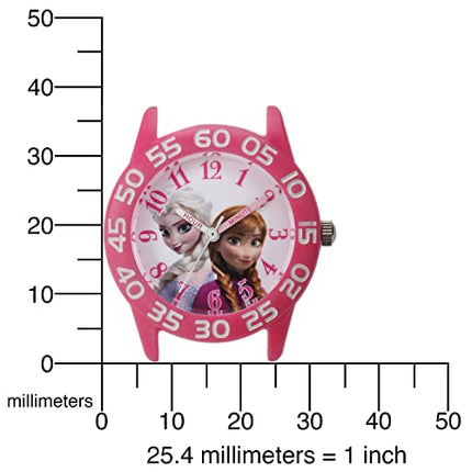 Disney Frozen Kids' Plastic Time Teacher Analog Quartz Nylon Strap Watch, Pink/Pink/Purple