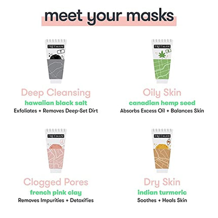 buy Freeman Exotic Blends Face Mask Variety Set with Clay, Peel-Off, Gel, & Cream Facial Masks in India