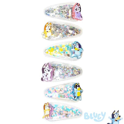 Bluey Hair Accessories For Girls, 6pc Bluey Cute Hair Clips For Girls with Favorite Bluey Character Charms, Magical Confetti Hair Clips Bluey Costume, Toddler Hair Clips Bluey Toys, Ages 3+