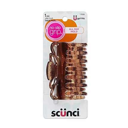 Scunci by Conair No-Slip Grip Thick Hair Jaw Clip, Crown Claw Hair Clip, Claw Hair Clips, Tortoise, Packaging May Vary (Pack of 1)