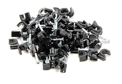 buy THE CIMPLE CO Single Cat6, Electrical Wire, Coaxial Cable Clip, 1/4 in (6 mm) Nail Clip and Fastener, Black (100 Pieces per Bag) in India