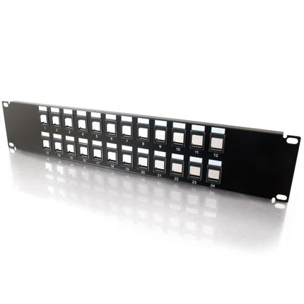 C2G/Cables To Go Legrand - C2G Multimedia Patch Panel, Blank Keystone Patch Panel, Patch Panel 24 Port, Black Relay Rack Patch Panel, 2U Keystone Patch Panel, 1 Count, C2G 03857