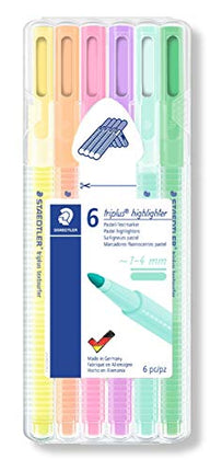 Staedtler triplus textsurfer Pastel Highlighters in Assorted Colors | 6 Pack Mid Highlighters in Easel Box 362 CSB6