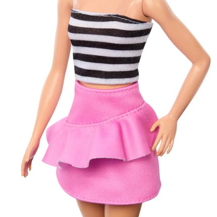 Buy Barbie Fashionistas Doll #213, Blonde with Striped Top, Pink Skirt & Sunglasses, 65th Anniversary Collectible Fashion Doll in India