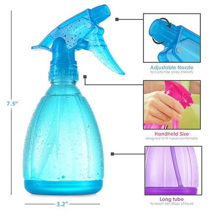 DilaBee Spray Bottles (3-Pack, 12 Oz) Water Spray Bottle for Hair, Plants, Cleaning, Cooking, BBQ, Cats, - Empty Spray Bottles - BPA-Free - Multicolor