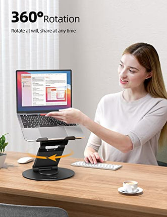 Buy Nulaxy Telescopic 360 Rotating Laptop Stand for Desk Adjustable Height Swivel Pull Out Design Ergonomic Laptop Riser Fits All 10-17" Laptops Computer MacBook, Black in India