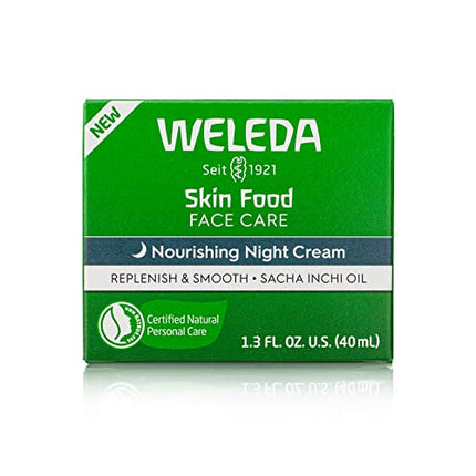 Weleda Skin Food Face Care Nourishing Night Cream, 1.3 Fluid Ounce, Plant Rich Moisturizer with Sacha Inchi Oil, Cica and Squalane