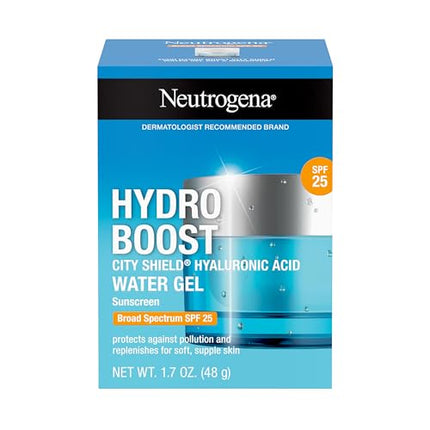 Neutrogena Hydro Boost Face Moisturizer with SPF 25, Hydrating Facial Sunscreen, Oil-Free and Non-Comedogenic Water Gel Face Lotion 1.7 oz