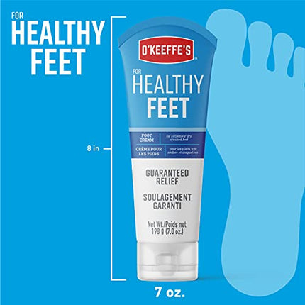 O'Keeffe's for Healthy Feet Foot Cream, Guaranteed Relief for Extremely Dry, Cracked Feet, Clinically Proven to Instantly Boost Moisture Levels, 7.0 Ounce Tube, (Pack of 1)
