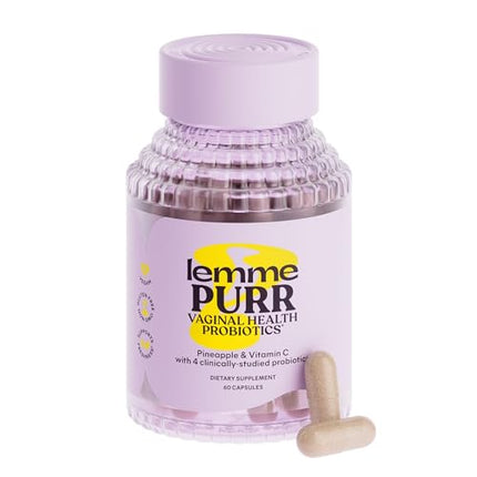 Lemme Purr Vaginal Probiotics for Women - Promotes pH Balance, Healthy Vaginal Odor & Urinary Tract Health w/Lactobacillus Blend, Clinically Tested Strains, Pineapple & Vitamin C - 60 Veggie Capsules