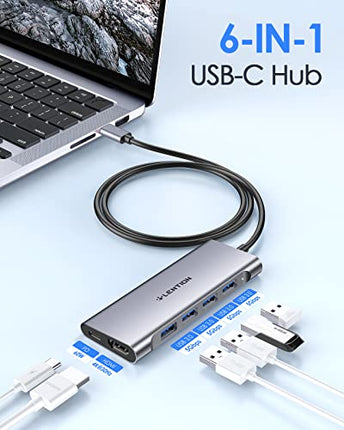 buy LENTION 3.3FT Long Cable USB C Multiport Hub with 4K HDMI, 4 USB 3.0, Type C Charging Compatible in India