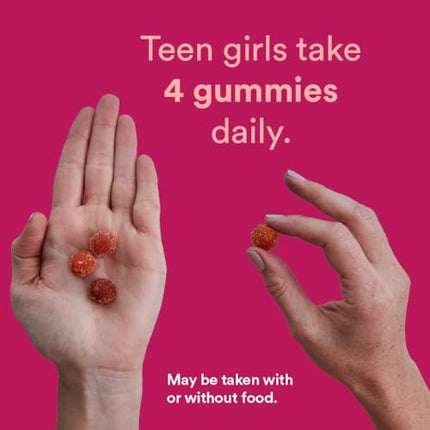 SmartyPants Teen Girl Multivitamin Gummies: Omega 3 Fish Oil (EPA/DHA), Vitamin D3, C, Vitamin B12, B6, Vitamin A, K & Zinc, Gluten Free, Three Fruit Flavors, 120 Count (30 Day Supply)