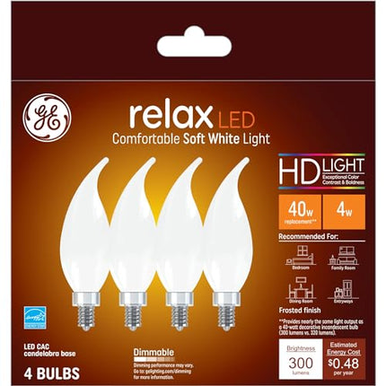 Buy GE Relax LED Light Bulbs, 40 Watt, Soft White Candle Lights, Decorative Light Bulbs, Frosted, Small Base (4 Pack) in India