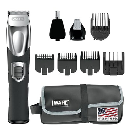 Wahl USA Rechargeable Lithium Ion All in One Beard Trimmer for Men with Detail and Ear & Nose Hair Trimmer Attachment – Model 9854-600B