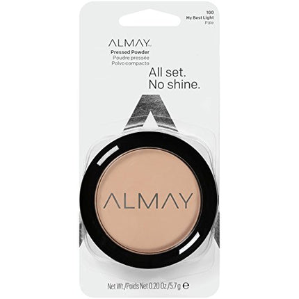 Almay Pressed Powder, Skin Tone Matching, Hypoallergenic, Frageance Free, 100 My Best Light, 0.20 Oz