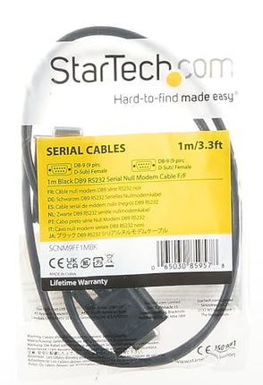 StarTech.com 1m Black DB9 RS232 Serial Null Modem Cable F/F - DB9 Female to Female - 9 pin RS232 Null Modem Cable - 1 meter, Black