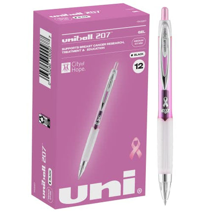 Uniball Signo 207 Pink Ribbon Gel Pen 12 Pack, 0.7mm Medium Black Pens, Gel Ink Pens | Office Supplies by Uniball are Pens, Ballpoint Pen, Colored Pens, Gel Pens, Fine Point, Smooth Writing Pens