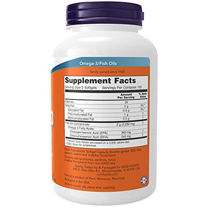 Buy NOW Supplements, Omega-3 180 EPA / 120 DHA, Molecularly Distilled, Cardiovascular Support*, 200 Softgels in India India