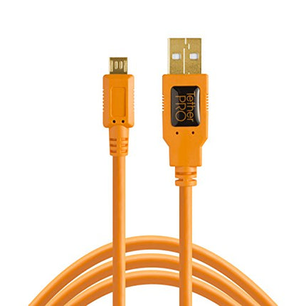 Tether Tools TetherPro USB 2.0 to USB Micro-B 5-Pin Cable | for Fast Transfer Between Camera and Computer | High Visibility Orange | 15 Feet (4.6 m)