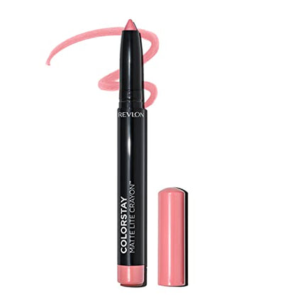 Revlon ColorStay Matte Lite Crayon Lipstick with Built-in Sharpener, Smudge-proof, Water-Resistant Non-Drying Lipcolor, 001 Tread Lightly, 0.049 oz