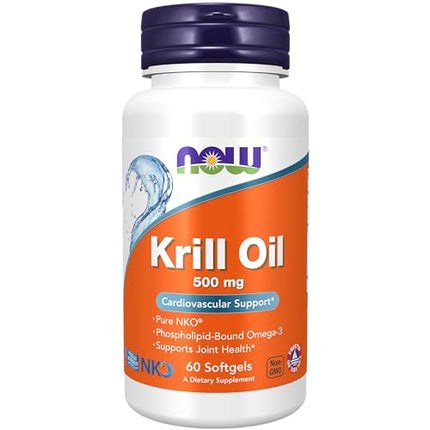 NOW Supplements, Neptune Krill Oil 500 mg, Phospholipid-Bound Omega-3, Cardiovascular Support*, 60 Softgels