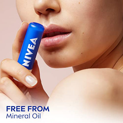 NIVEA Moisture Lip Care, Lip Balm Stick with Shea Butter, Jojoba Oil and Avocado Oil, 0.17 Oz, Pack of 4