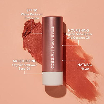 COOLA Organic Tinted Lip Balm & Mineral Sunscreen with SPF 30, Dermatologist Tested Lip Care for Daily Protection, Vegan, Nude Beach, 0.15 Oz