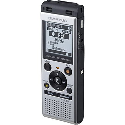 buy Olympus WS-852 silver voice recorder with true stereo mic, 4GB, 110 hours battery life, microSD external memory, USB, with MP3 file format in India