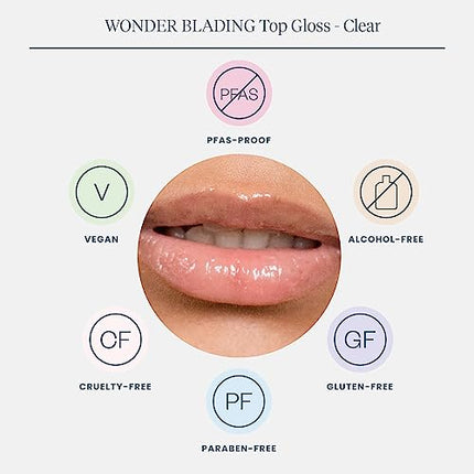 Wonderskin WONDER BLADING Top Gloss - Clear Lip Gloss, High Shine Finish, Hydrating Lip Gloss, Lip Makeup (Clear Shine)