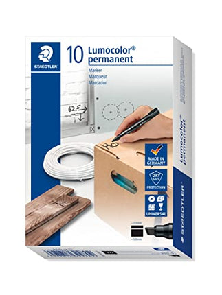 Staedtler Lumocolor Permanent Marker, Broad Chisel Tip, Refillable, Black 350-9