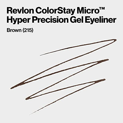 Revlon Gel Eyeliner, ColorStay Micro Hyper Precision Eye Makeup with Built-in Smudger, Waterproof, Longwearing with Micro Precision Tip, 215 Brown, 0.01 Oz