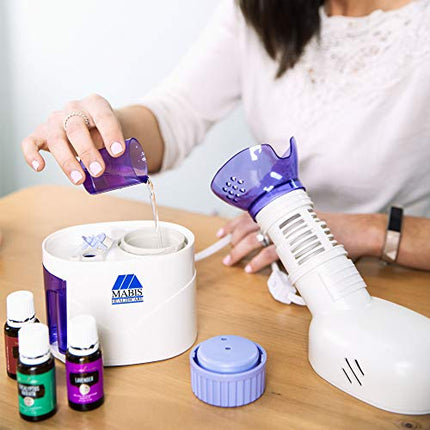 MABIS Facial Steamer, Steam Inhaler, FSA Eligible, Vaporizer or Vocal Steamer with Aromatherapy Diffuser and Soft Face Mask for Cleansing, Sinus Pressure, Congestion, Colds and Cough, 25mL