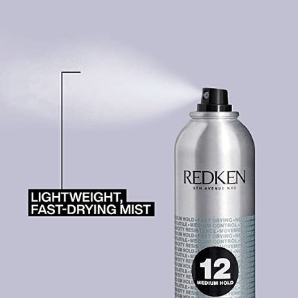 Redken Brushable Hairspray 12 | Flexible Medium Hold with Natural Finish | Protects Against Frizz & Humidity | For All Hair Types | 10.4 Oz