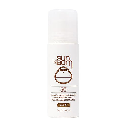 Sun Bum Mineral SPF 50 Sunscreen Roll-On Lotion|Vegan and Hawaii 104 Reef Act Compliant (Octinoxate & Oxybenzone Free) Broad Spectrum Moisturizing UVA/UVB Sunscreen with Zinc and Vitamin E|3 oz,White