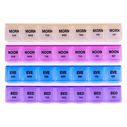 buy Apex 7-Day Mediplanner Pill Organizer, Weekly Pill Organizer, 4 Times A Day Color-Coded, Easy-Open, in India