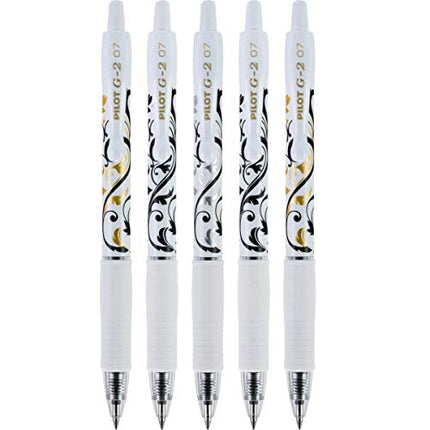 Pilot, G2 Premium Gel Roller Pens, Fine Point 0.7 mm, Fashion Collection, Black, Pack of 5