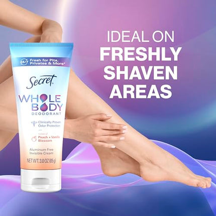 Buy Secret Whole Body Deodorant Cream for Women, Peach & Vanilla Blossom Scent, Aluminum Free Deodorant, 72 HR Odor Protection in India Best